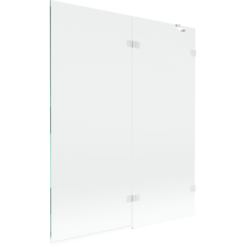 Mexen Lunar Badewannenabtrennung 2-teilig rechts 140 x 150 cm, transparent, weiß - 897-140-100-20-00-P