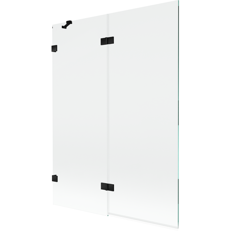 Mexen Lunar 2-krilni levi tuš paravan 130 x 150 cm, prosojen, črn - 897-130-100-70-00-L