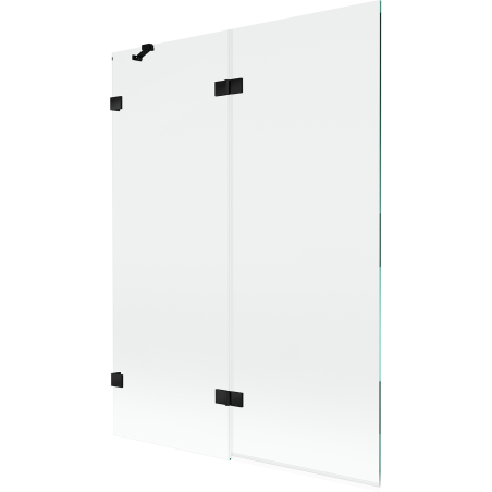 Mexen Lunar badscherm 2-delig links 130 x 150 cm, transparant, zwart - 897-130-100-70-00-L