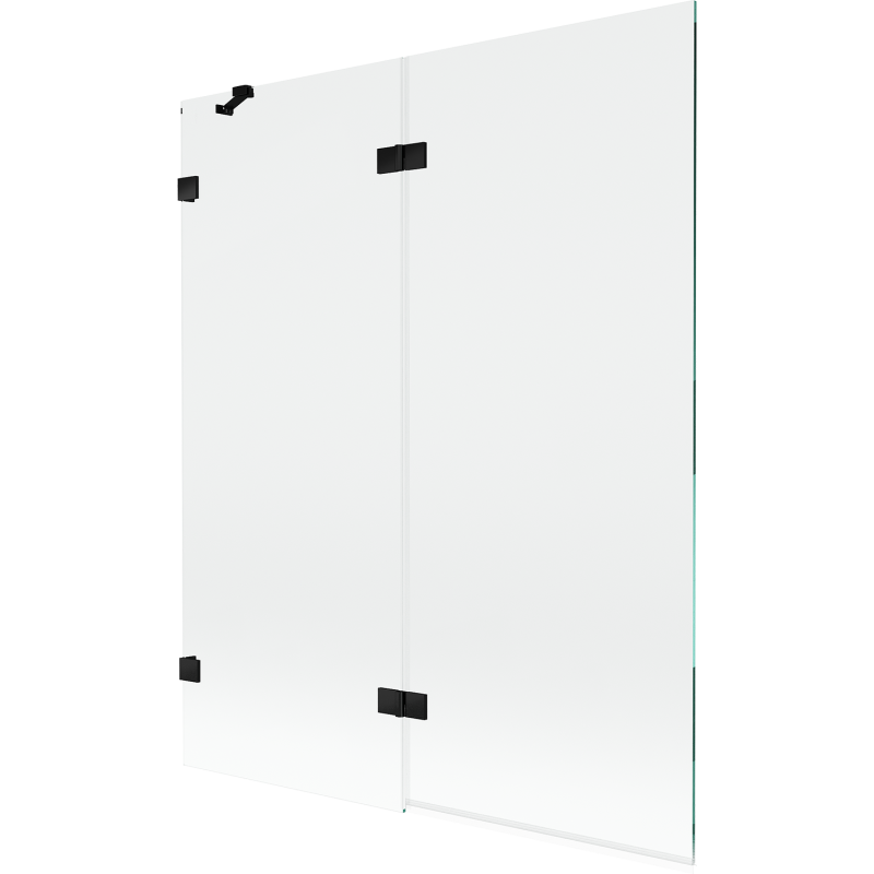 Mexen Lunar 2-Flillege Buedewand vu lénks 140 x 150 cm, transparent, schwaarz - 897-140-100-70-00-L