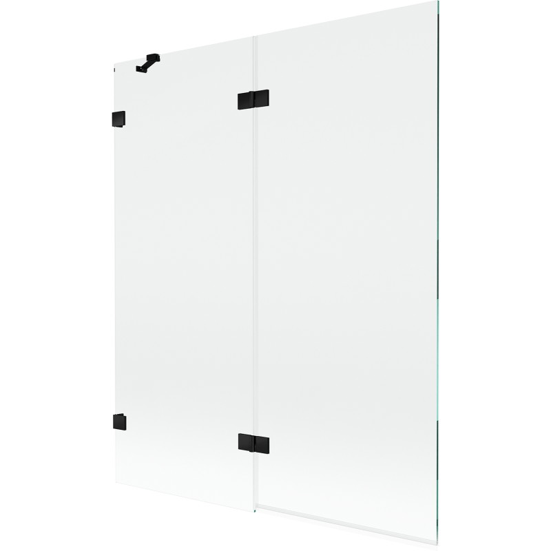 Mexen Lunar vasakpoolne 2-ukseline vannieesriie, 140 x 150 cm, läbipaistev, must - 897-140-100-70-00-L