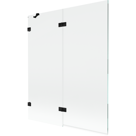 Mexen Lunar 2-Flillege Buedewand vu lénks 140 x 150 cm, transparent, schwaarz - 897-140-100-70-00-L