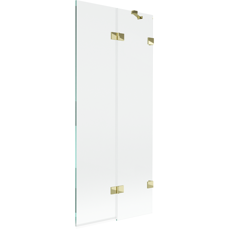 Mexen Lunar Duschabtrennung 2-flügelig rechts 80 x 150 cm, transparent, gold - 897-080-100-50-00-P