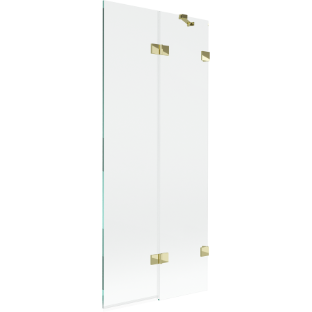 Mexen Lunar paroi de baignoire 2 volets droits 80 x 150 cm, transparent, doré - 897-080-100-50-00-P