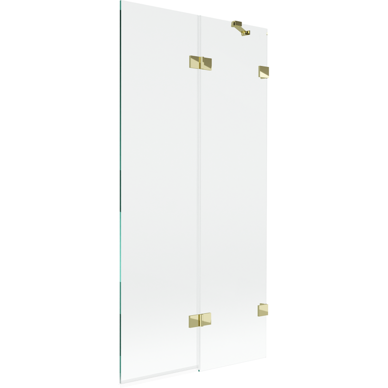 Mexen Lunar badscherm 2-vleugelig rechts 90 x 150 cm, transparant, goud - 897-090-100-50-00-P