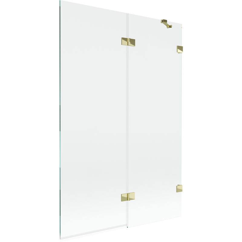 Mexen Lunar Duschwand 2-flügelig rechts 120 x 150 cm, transparent, gold - 897-120-100-50-00-P