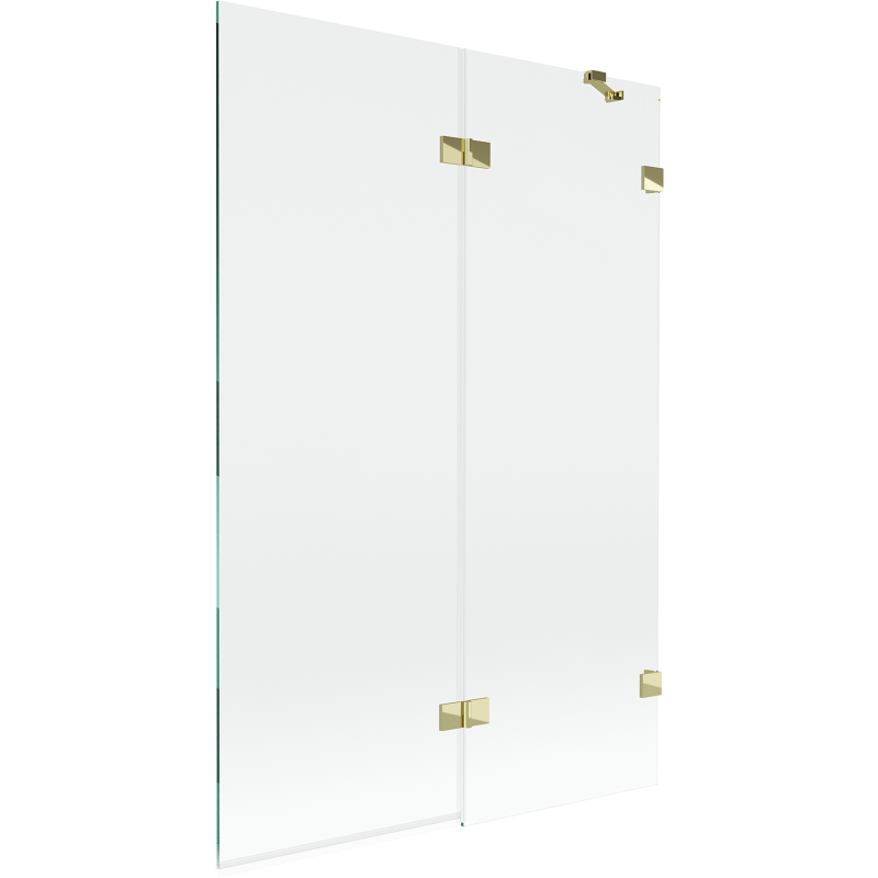 Mexen Lunar paroi de baignoire à 2 battants droite 120 x 150 cm, transparent, doré - 897-120-100-50-00-P
