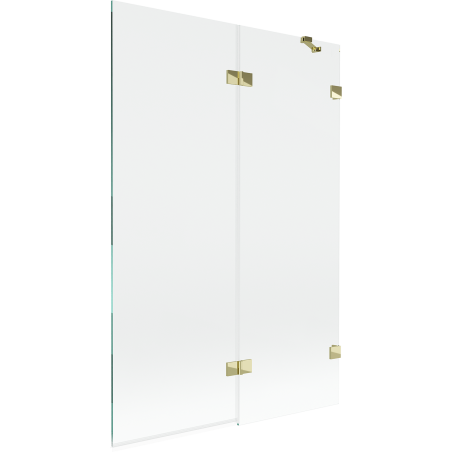 Mexen Lunar Duschwand 2-flügelig rechts 120 x 150 cm, transparent, gold - 897-120-100-50-00-P