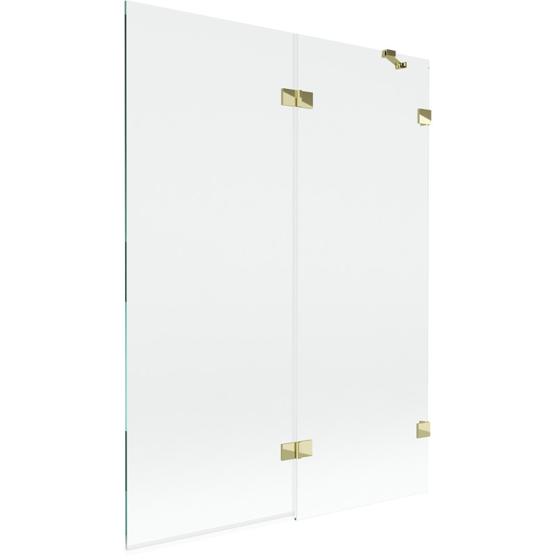 Mexen Lunar dvokrilni desni paravan za kadu 130 x 150 cm, prozirni, zlatni - 897-130-100-50-00-P