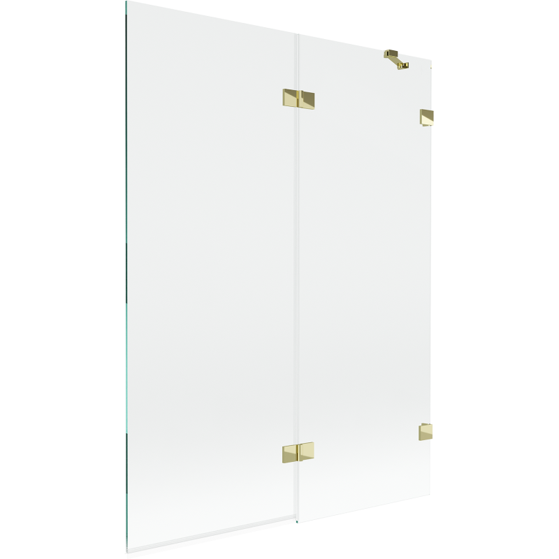 Mexen Lunar parawan nawannowy 2-skrzydłowy prawy 130 x 150 cm, transparent, złoty - 897-130-100-50-00-P