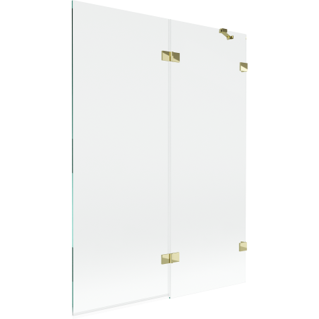 Mexen Lunar dvokrilni desni paravan za kadu 130 x 150 cm, prozirni, zlatni - 897-130-100-50-00-P