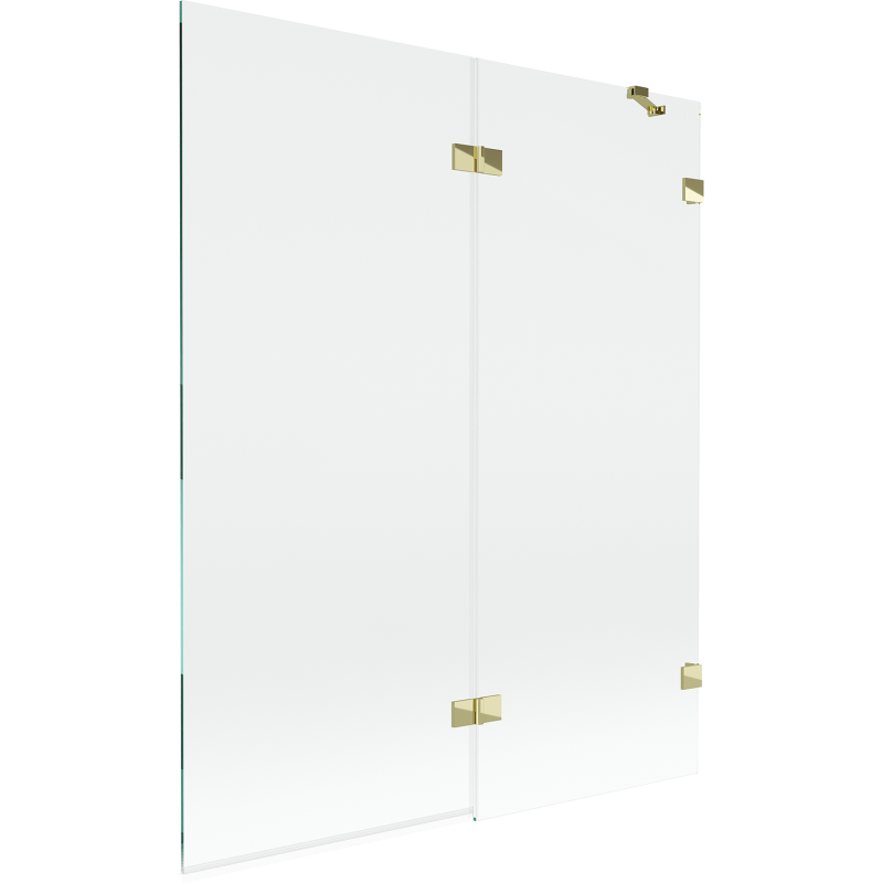 Mexen Lunar Duschabtrennung, 2-flügelig rechts, 140 x 150 cm, transparent, gold - 897-140-100-50-00-P