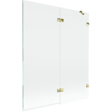 Mexen Lunar Duschabtrennung, 2-flügelig rechts, 140 x 150 cm, transparent, gold - 897-140-100-50-00-P