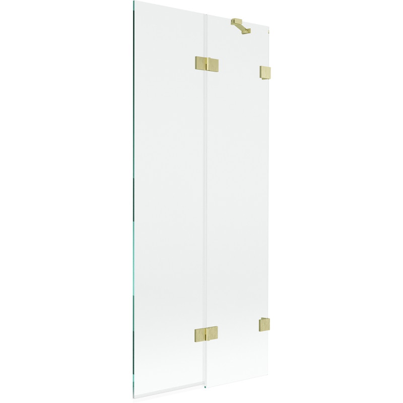 Mexen Lunar dvokrilni paravan za kadu, desni 80 x 150 cm, proziran, zlatni mat - 897-080-100-55-00-P