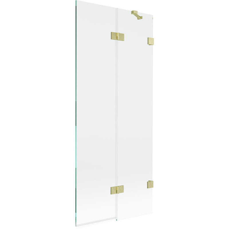 Mexen Lunar mampara de ducha 2 hojas derecha 80 x 150 cm, transparente, dorado cepillado - 897-080-100-55-00-P