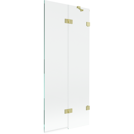 Mexen Lunar badscherm 2-delig rechts 80 x 150 cm, transparant, goud geborsteld - 897-080-100-55-00-P