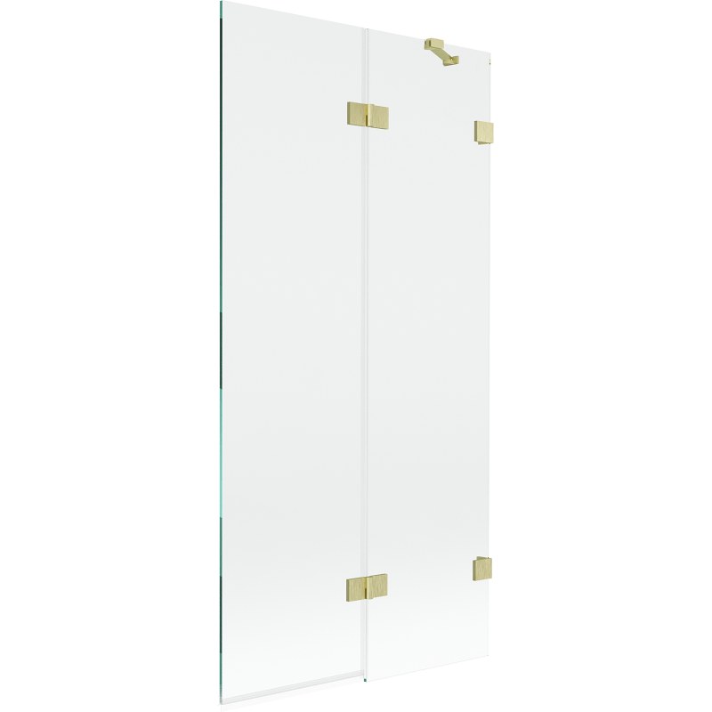 Mexen Lunar Duschabtrennung 2-flügelig rechts 90 x 150 cm, transparent, gebürstetes Gold - 897-090-100-55-00-P