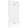 Mexen Lunar Duschabtrennung 2-flügelig rechts 90 x 150 cm, transparent, gebürstetes Gold - 897-090-100-55-00-P