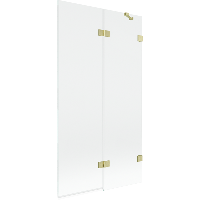 Mexen Lunar 2-panel right shower screen 100 x 150 cm, transparent, brushed gold - 897-100-100-55-00-P