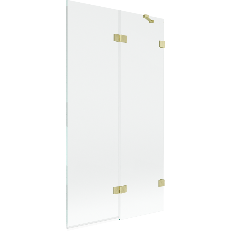Mexen Lunar prhačna pregrada 2-krilna desna 100 x 150 cm, prozorna, zlata brušena - 897-100-100-55-00-P
