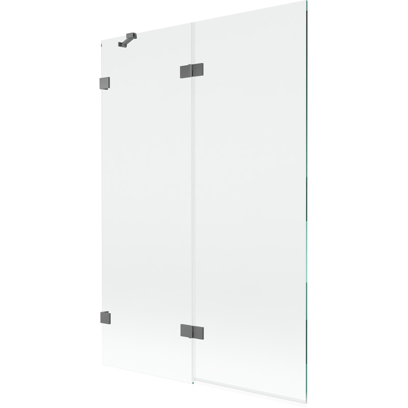 Mexen Lunar vanninurk paravann 2-tiivaline vasak 120 x 150 cm, läbipaistev, püssmetall - 897-120-100-95-00-L