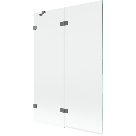 Mexen Lunar Badewannenfaltwand, 2-flügelig links 120 x 150 cm, transparent, gun metal - 897-120-100-95-00-L