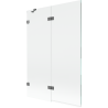 Mexen Lunar Badewannenfaltwand, 2-flügelig links 120 x 150 cm, transparent, gun metal - 897-120-100-95-00-L