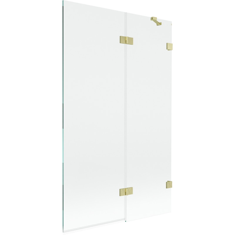 Mexen Lunar davna pregrada za tuš s 2 krila desna 110 x 150 cm, prozirna, brušeno zlatna - 897-110-100-55-00-P