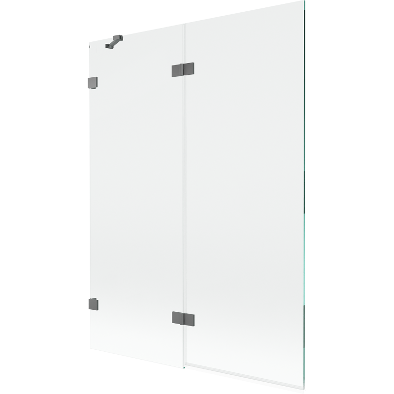Mexen Lunar Badewannen-Faltwand, 2-teilig, links 130 x 150 cm, transparent, Gun Metal - 897-130-100-95-00-L
