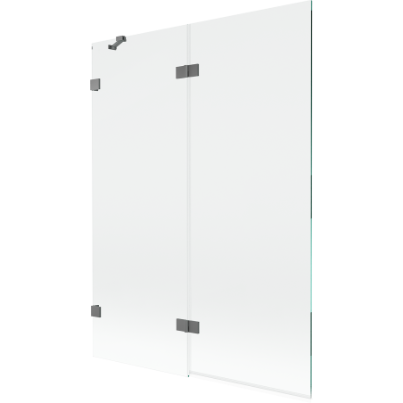 Mexen Lunar lijevi dvokrilni zaslon za kadu 130 x 150 cm, proziran, gun metal - 897-130-100-95-00-L