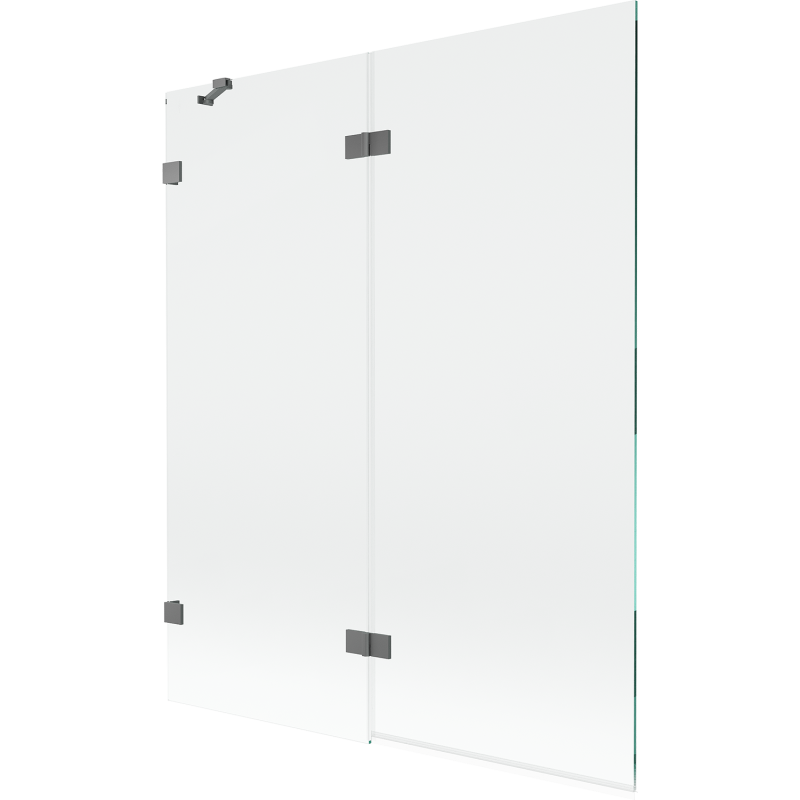 Mexen Lunar paravento da bagno a 2 ante sinistro 140 x 150 cm, trasparente, metallo canna di fucile - 897-140-100-95-00-L