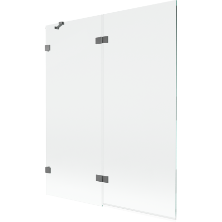 Mexen Lunar paravento da bagno a 2 ante sinistro 140 x 150 cm, trasparente, metallo canna di fucile - 897-140-100-95-00-L