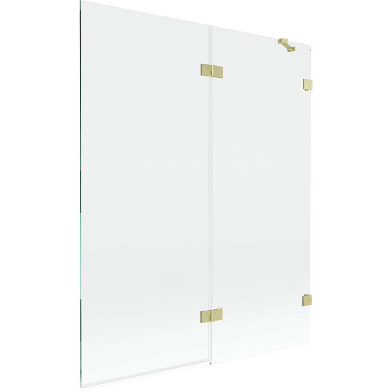 Mexen Lunar 2-Panel Right-Hand Shower Screen 140 x 150 cm, Transparent, Brushed Gold - 897-140-100-55-00-P