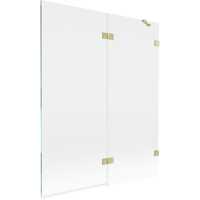 Mexen Lunar badscherm 2-vleugelig rechts 140 x 150 cm, transparant, geborsteld goud - 897-140-100-55-00-P