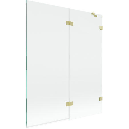 Mexen Lunar 2-Panel Right-Hand Shower Screen 140 x 150 cm, Transparent, Brushed Gold - 897-140-100-55-00-P