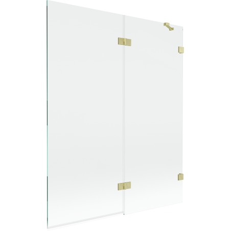 Mexen Lunar badscherm 2-vleugelig rechts 140 x 150 cm, transparant, geborsteld goud - 897-140-100-55-00-P
