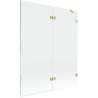 Mexen Lunar badscherm 2-vleugelig rechts 140 x 150 cm, transparant, geborsteld goud - 897-140-100-55-00-P