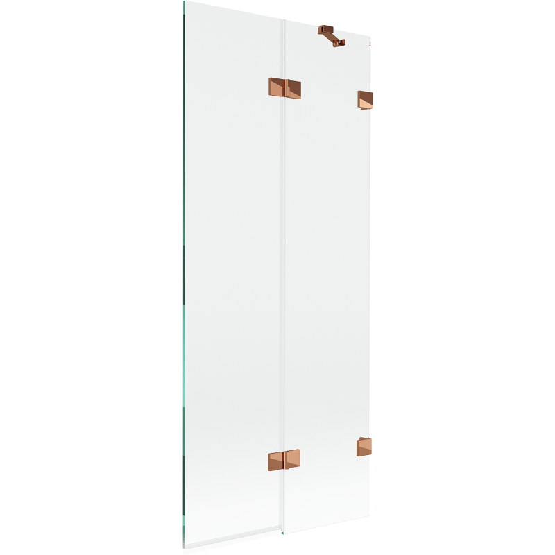 Mexen Lunar resguardo de banho de 2 painéis direito 80 x 150 cm, transparente, ouro rosa - 897-080-100-60-00-P