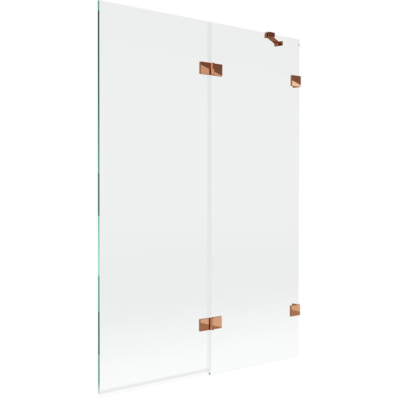 Mexen Lunar parede de banho de 2 painéis direito 120 x 150 cm, transparente, ouro rosa - 897-120-100-60-00-P