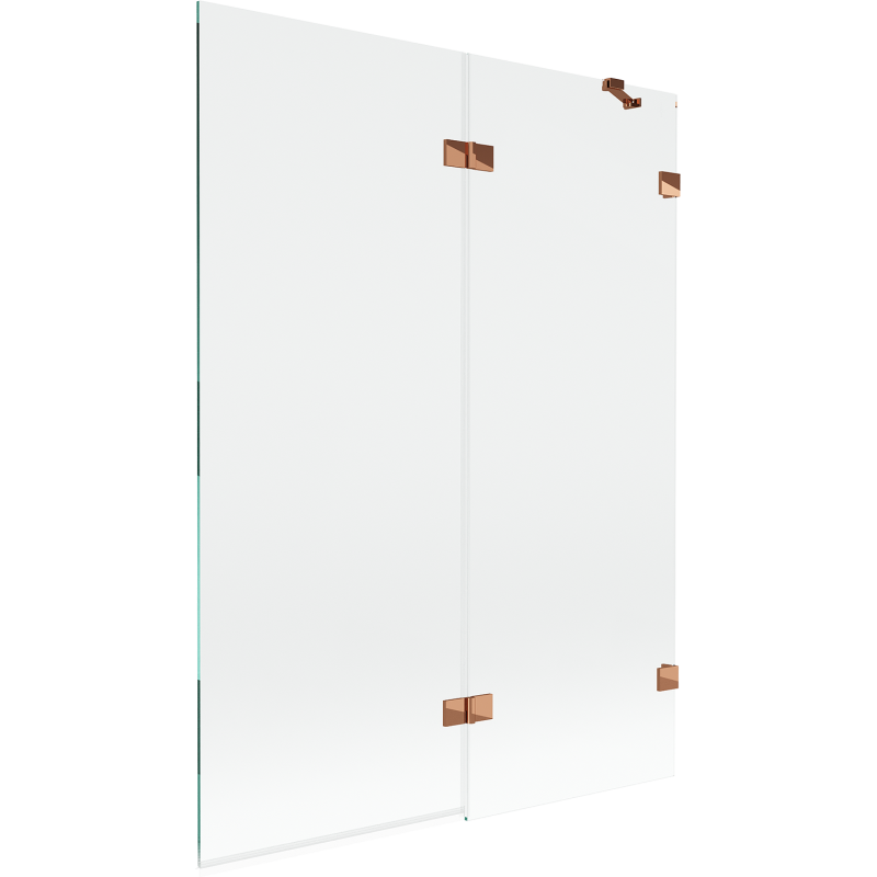 Mexen Lunar mampara de baño de 2 hojas derecha 130 x 150 cm, transparente, oro rosa - 897-130-100-60-00-P