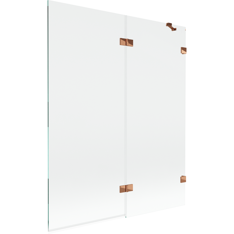 Mexen Lunar badwand 2-vleugelig rechts 140 x 150 cm, transparant, roze goud - 897-140-100-60-00-P