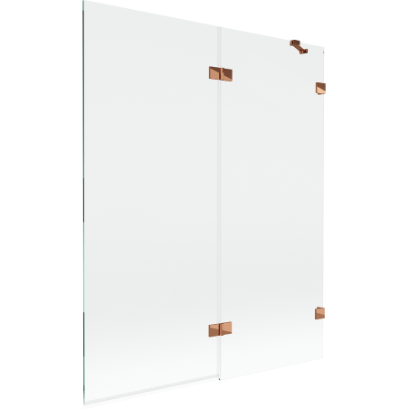 Mexen Lunar badwand 2-vleugelig rechts 140 x 150 cm, transparant, roze goud - 897-140-100-60-00-P