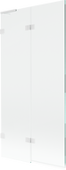 Mexen Lunar L paratia vasca da bagno 2-ante sinistra 90 x 150 cm, trasparente, bianco - 897L-090-100-20-00-L