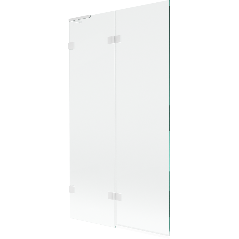 Mexen Lunar L badscherm 2-delig links 100 x 150 cm, transparant, wit - 897L-100-100-20-00-L