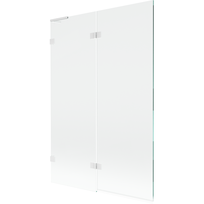 Mexen Lunar L Badewannenwand 2-flügelig links 120 x 150 cm, transparent, weiß - 897L-120-100-20-00-L