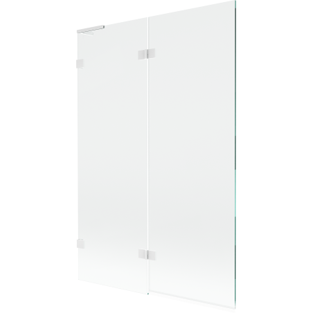 Mexen Lunar L Badewannenwand 2-flügelig links 120 x 150 cm, transparent, weiß - 897L-120-100-20-00-L