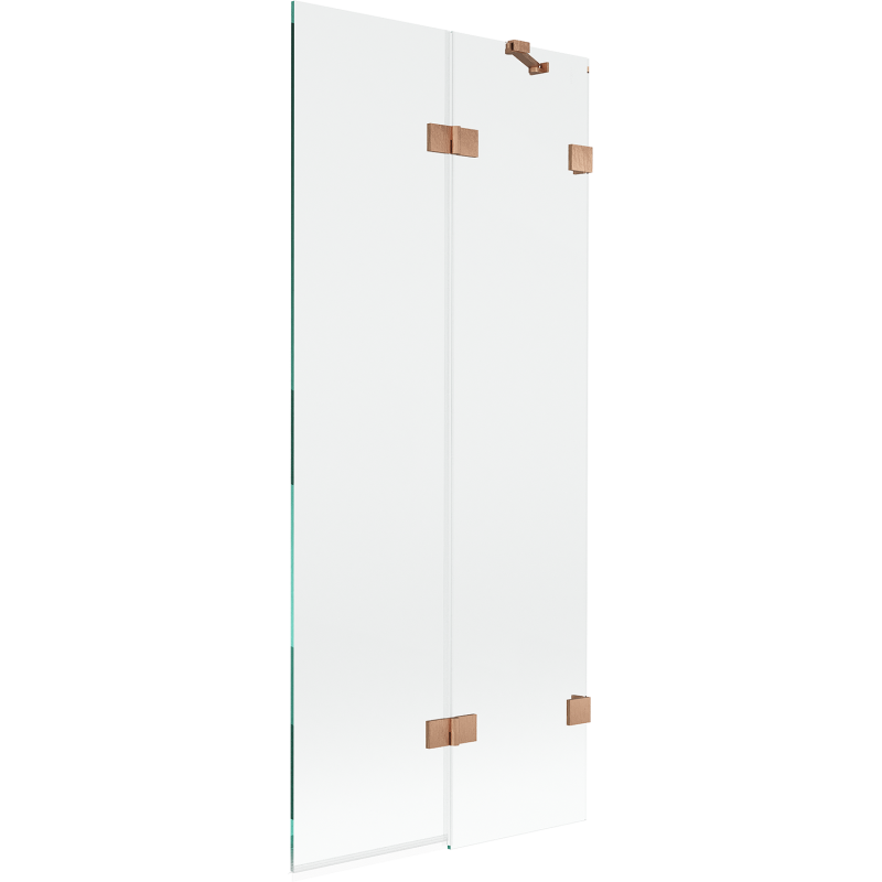 Mexen Lunar 2-panel shower screen right 80 x 150 cm, transparent, brushed copper - 897-080-100-65-00-P