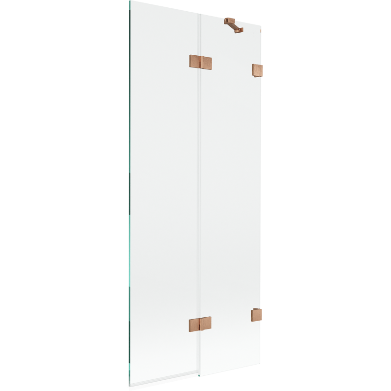 Mexen Lunar Duschabtrennung 2-flügelig rechts 80 x 150 cm, transparent, gebürstetes Kupfer - 897-080-100-65-00-P