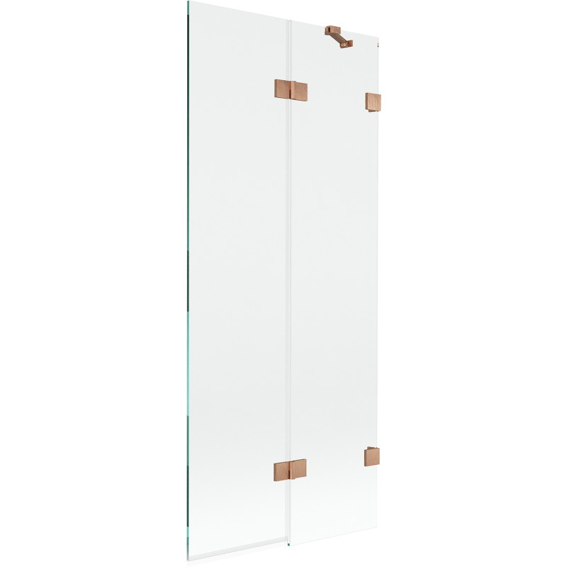 Mexen Lunar paravan za kadu s dvoja vrata desni 80 x 150 cm, proziran, brušena bakar - 897-080-100-65-00-P