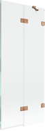 Mexen Lunar kaksiosainen kylpyhuoneen suoja oikea 80 x 150 cm, läpinäkyvä, harjattu kupari - 897-080-100-65-00-P